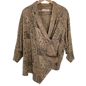 Vintage 80s Asymmetrical Paisley Jacquard Wrap‎ Blazer
